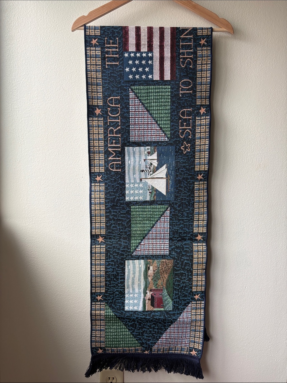 America The Beautiful Sea To Shining Sea Tapestry Table Runner ~ Warren Kimble